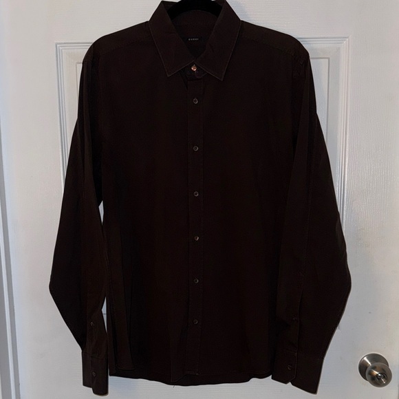 Gucci Dark Brown Stretch Dress Shirt